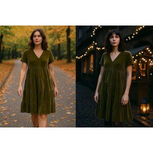 Maeve Women’s Olive Christmas Velvet Dress S Quiet Luxury Whimsygoth